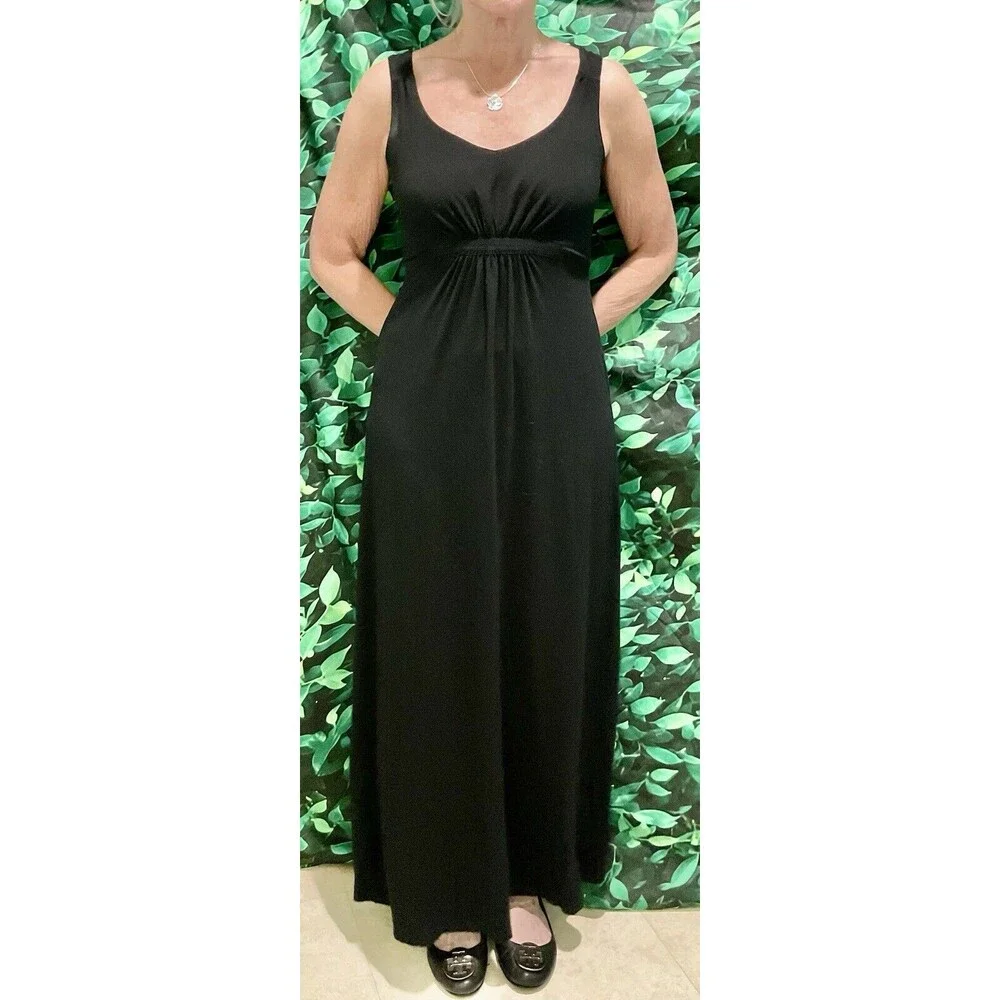 🖤 Boden Black Sleeveless Maxi Dress Size 4R - Picture 3 of 7